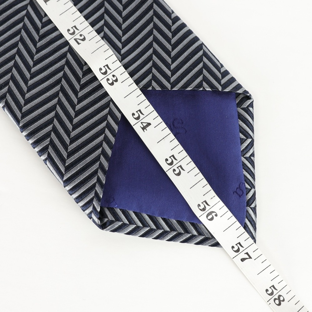 SULKA 100% Silk Neck Tie Blue Gray Herringbone Pattern Made in France - Picture 8 of 8
